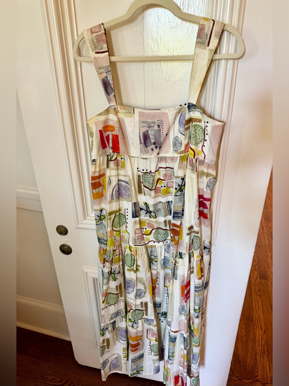 HUNTER BELL Cream Sundress with Purple, Green and Orange Accents